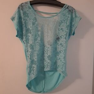 American Dream Mint Green Lace Front Round Neck Sleeveless Low High Top Size XS